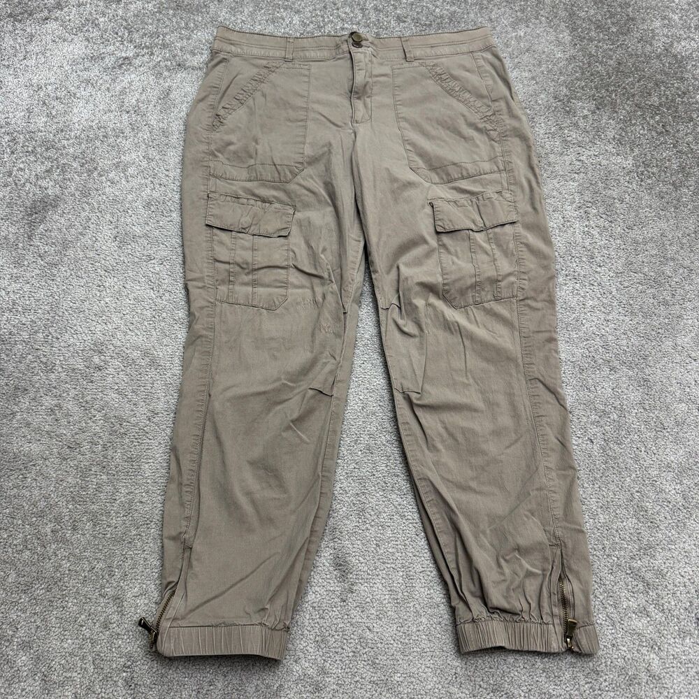Democracy AB Technology Cargo Jogger Pants Womens 16 Brown Ankle Zip Casual